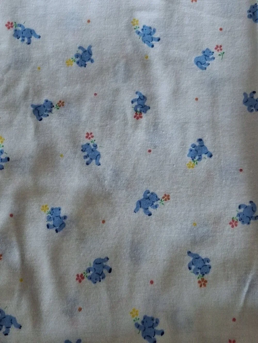 Vtg Knit Fabric Stretch Material - Baby Boy-Blue Bears on White- 24